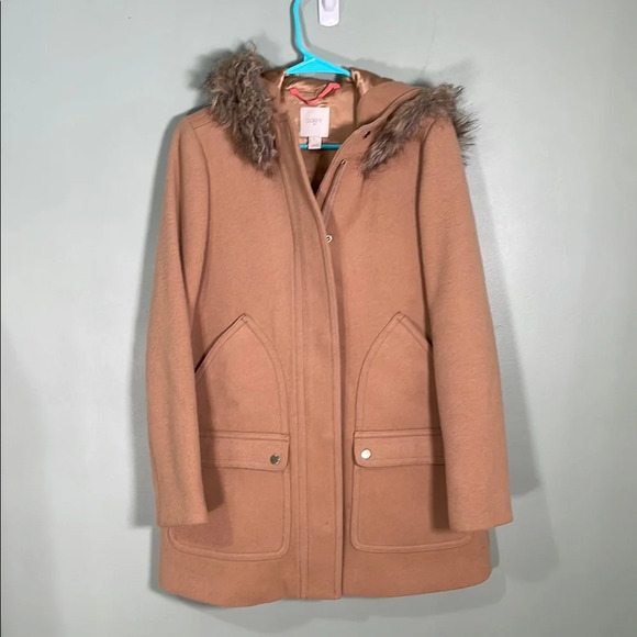 J Crew Factory Wool Blend Vail Chateau Parka Style E3931 Tan Size 8 - Picture 1 of 8
